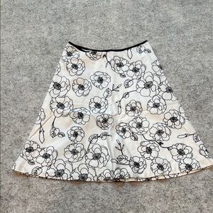 White House Black Market A-Line Black and White Knee-Length Skirt